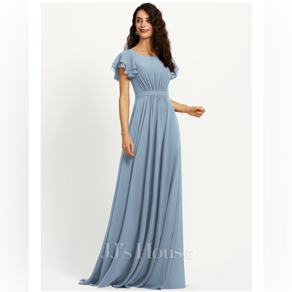 JJ’s House Women’s Light Blue Flutter Sleeve Maxi Dress